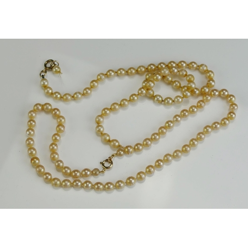 163 - Two Cultured Pearl Necklaces with 9ct gold clasps. One A/F