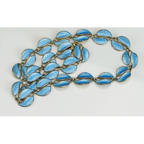 221 - A David Anderson Silver Gilt and Enamel Leaf Pattern Necklace, 15