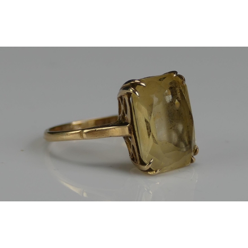 234 - A 9ct Gold and Citrine Ring, c. 13.9x10.2mm stone, size L, hallmarked, 3.43g