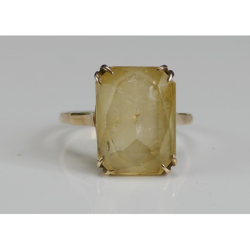 234 - A 9ct Gold and Citrine Ring, c. 13.9x10.2mm stone, size L, hallmarked, 3.43g