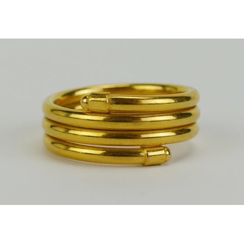 24 - A 22ct Gold Hollow Tube Ring, size R, stamped 916, 4.4g