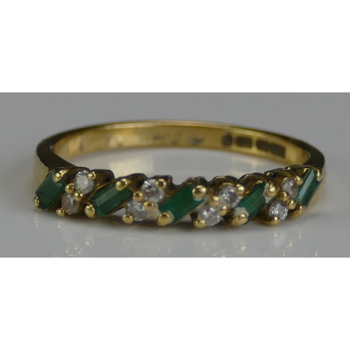 240 - An 18ct Gold, Emerald and Diamond Ring, size M.5, CCM mark, 2.44g