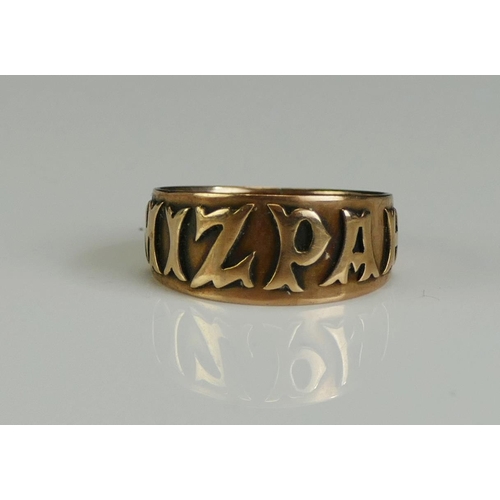 255 - An Antique 9ct Gold MIZPAH Ring, size L, Chester 1886, 2.5g