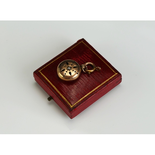 256 - A Victorian 9ct Gold and Seed Pearl Pomander, 16.7mm diam., Birmingham 1900, 1.94g and in a fitted B... 