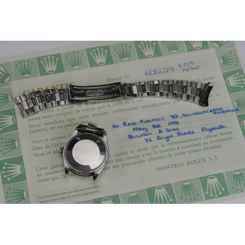 262 - A ROLEX Oyster Gent's Steel Cased Automatic Wristwatch, ref: 1002, case no. 1186518, caliber 1560, m... 