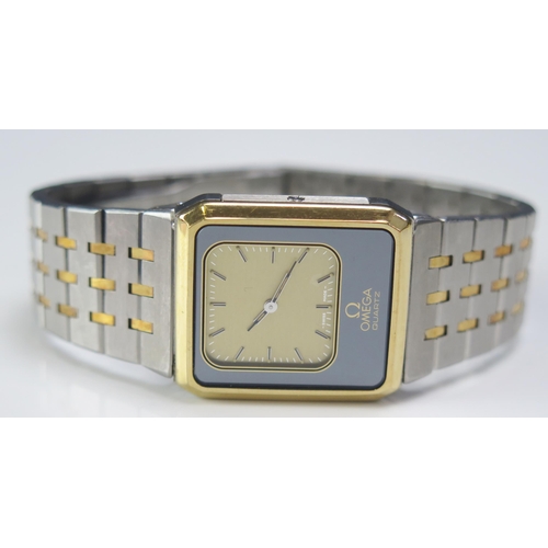 294 - An OMEGA Reverso Equinoxe 186.0013 Quartz Dual Tone Unisex Watch, caliber 1655. Needs battery, not t... 