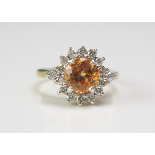 296 - An 18ct Gold, Diamond and Gem Set Cluster Ring, 14.5x12mm head, size J, hallmarked, 4.25g