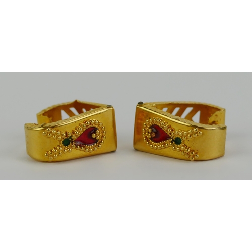 30 - A Pair of 18ct Gold Studs butterflies stamped 916 (1.34g) and a pair of Middle East precious yellow ... 