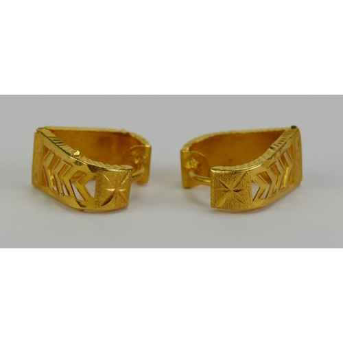 30 - A Pair of 18ct Gold Studs butterflies stamped 916 (1.34g) and a pair of Middle East precious yellow ... 