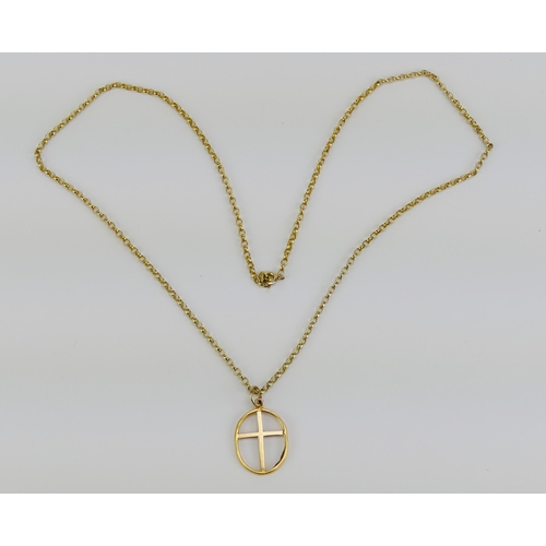 36 - An 18ct Gold Pendant Cross made from a wedding band (faint hallmarks, 3.36g) and on a precious yello... 