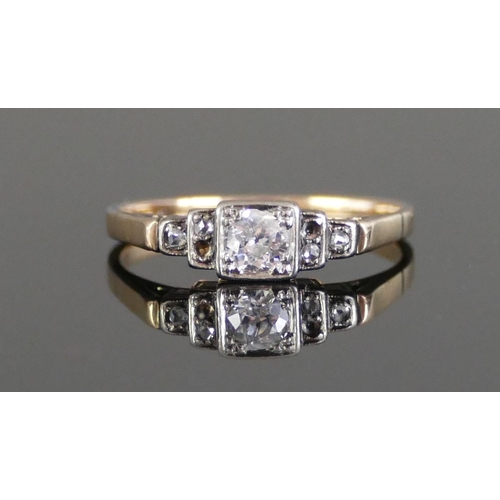 46 - A 14ct Gold and Diamond Ring, size M, stamped 585, 1.93g (two stones loose)