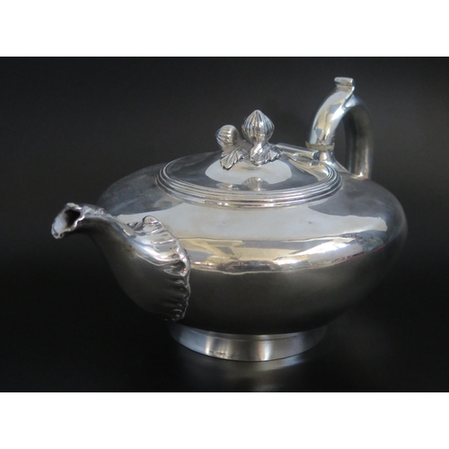 507 - A William IV silver teapot, maker J Wrangham & William Moulson, London, 1835, of squat circular form... 