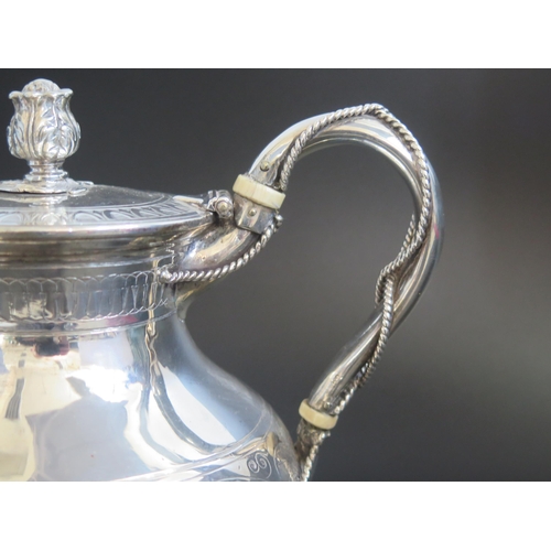 508 - A Victorian silver teapot, maker Smith Nicholson & Co, London, 1862, monogrammed, of squat circular ... 