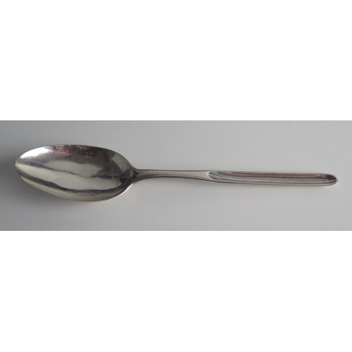 515 - A George II silver marrow scoop spoon, maker Peter Bennett, London, 1750, initialled, with lace back... 