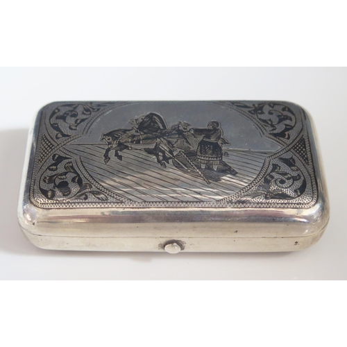 531 - An Imperial Russian silver and niello decorated cheroot case, assay master Alexander Skovronsky, Mos... 