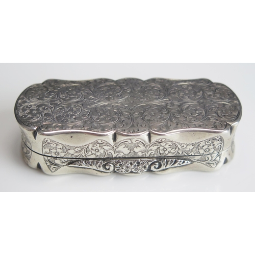 542 - A Victorian silver snuff box, maker Colen Cheshire, Birmingham, 1896, monogrammed, of shaped oval ou... 