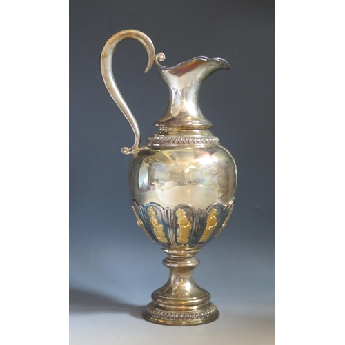 652 - An Elizabeth II limited edition silver and parcel-gilt pedestal wine ewer, maker Garrard & Co Ltd, L... 