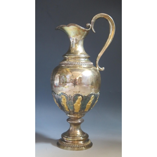 652 - An Elizabeth II limited edition silver and parcel-gilt pedestal wine ewer, maker Garrard & Co Ltd, L... 