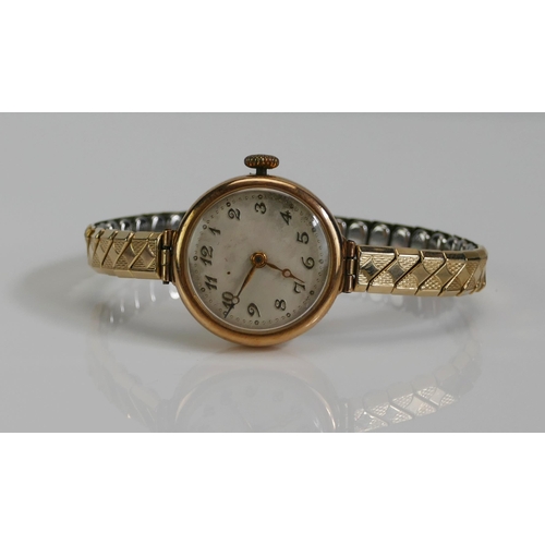 77 - A Brufords 9ct Gold Ladies Wristwatch, 21.62g without movement but with glass. Needs battery, not te... 