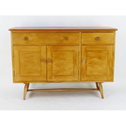 1456 - A mid-century Ercol elm and beech 351 Windsor sideboard, 123.5cm wide, 83cm high, 46cm deep