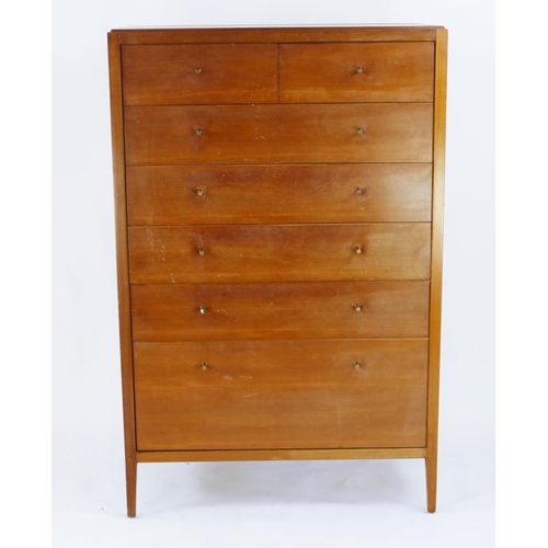 1470 - A 1960's teak chest of drawers possibly by Loughborough Furniture, of rectangular outline, containin... 