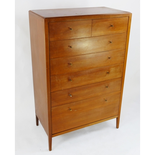 1470 - A 1960's teak chest of drawers possibly by Loughborough Furniture, of rectangular outline, containin... 