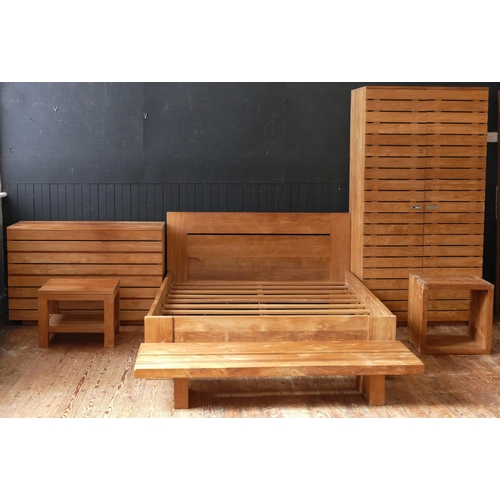 1483 - An Ethencraft modernist teak six-piece bedroom suite, comprising a 160cm wide  double bed frame, bed... 