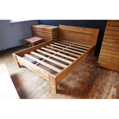 1483 - An Ethencraft modernist teak six-piece bedroom suite, comprising a 160cm wide  double bed frame, bed... 