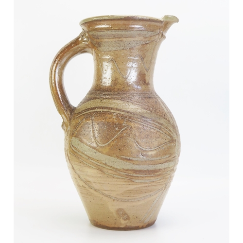 1503 - Michael Casson, a large studio pottery jug, with banded variegated and wavy decoration, impressed ma... 