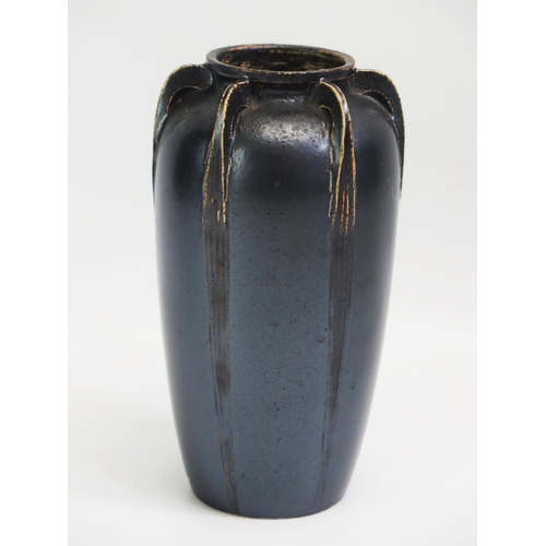 1576 - Martin Brothers Southall, an Art Nouveau period pottery vase of ovoid form, with six swept ribs to t... 