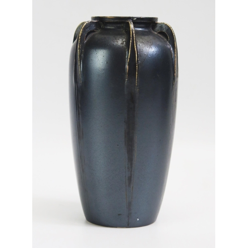 1576 - Martin Brothers Southall, an Art Nouveau period pottery vase of ovoid form, with six swept ribs to t... 