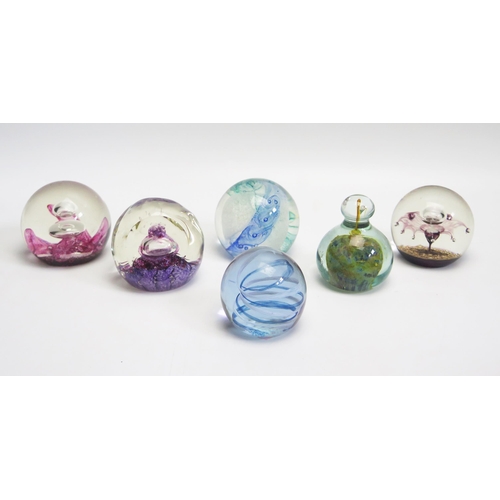 1598 - A collection of six, Caithness, Selkirk and other glass paperweights, some limited edition. (6).