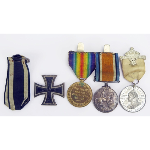 1608 - A World War One pair to 207598. Spr. R.F.Coles. R.E., War and Victory medals, a German Iron Cross 2n... 