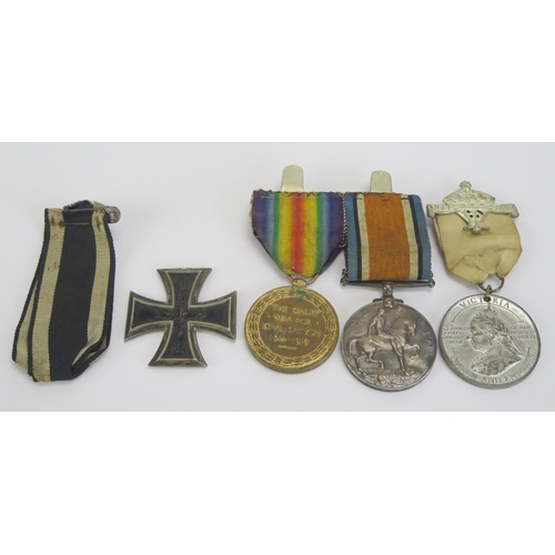 1608 - A World War One pair to 207598. Spr. R.F.Coles. R.E., War and Victory medals, a German Iron Cross 2n... 