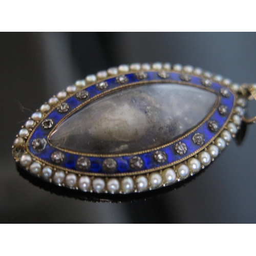 1625 - OF ADMIRAL LORD NELSON INTEREST; a George III yellow metal and Bristol blue glass amatory pendant, o... 