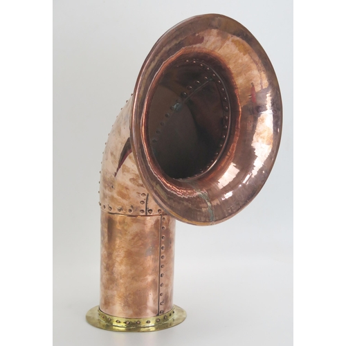 1628 - A brass and copper ships air intake funnel, 40cm high