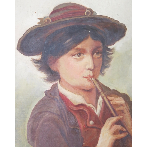 1416 - A Winterbottom, a pair of early twentieth century half length portraits one of a boy playing a horn ... 