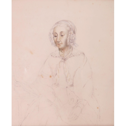 1418 - Attributed to Eliza Anna Pinhorn c.(1830 - 1899), 19th century pencil sketch and coloured wash of th... 