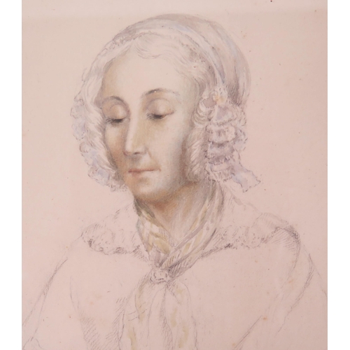 1418 - Attributed to Eliza Anna Pinhorn c.(1830 - 1899), 19th century pencil sketch and coloured wash of th... 