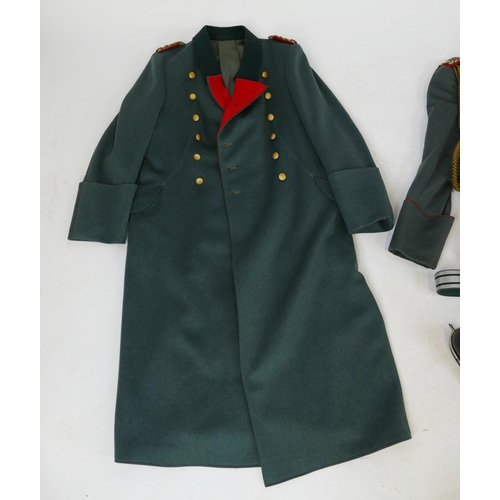 1631 - A World War II period Wehrmacht Brigadier General uniform, includes over coat, tunic, trousers, shoe... 