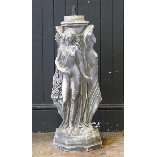 1655 - A reconstituted stone fountain base, the central column decorated with the Three Graces, mounted on ... 