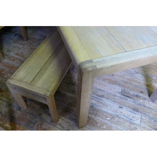 1467 - An early Habitat Radius oak refectory style dining table, the planked top on square legs, 201cm long... 