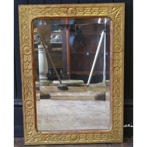 1722A - A gilt wood mirror with rectangular bevelled mirror plate, 58 x 42cm.