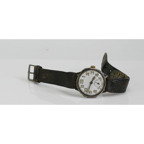 85 - A CYMA 7J Gent's Silver Cased Tank Wristwatch, Glasgow 1928 import marks. Winds and runs