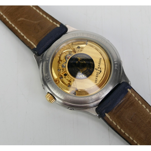 306 - A ULYSSE NARDIN Bimetal Automatic Chronograph Wristwatch, ref: 254-24, 37mm case. Running