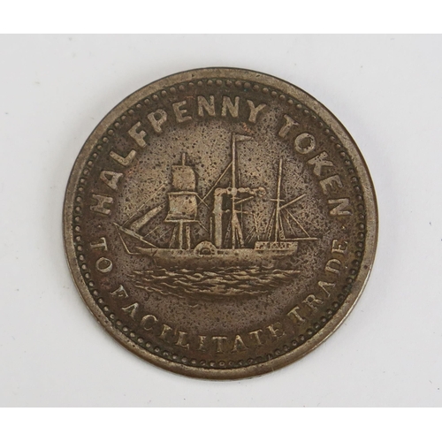 109 - A South African Marsh & Sons Importers Cape Town Half Penny Token (1870-1874 _ 500 minted)