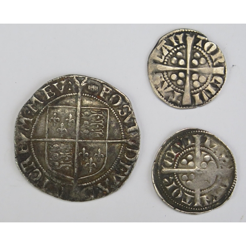 114 - An Elizabeth I Hammered Silver Shilling and two Edward I long cross pennies