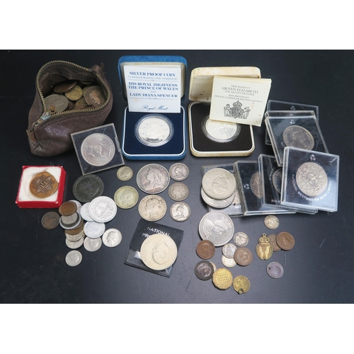 117 - A Victorian 1897 Silver Crown, two 1887 silver shillings, other silver coins including a Royal Mint ... 