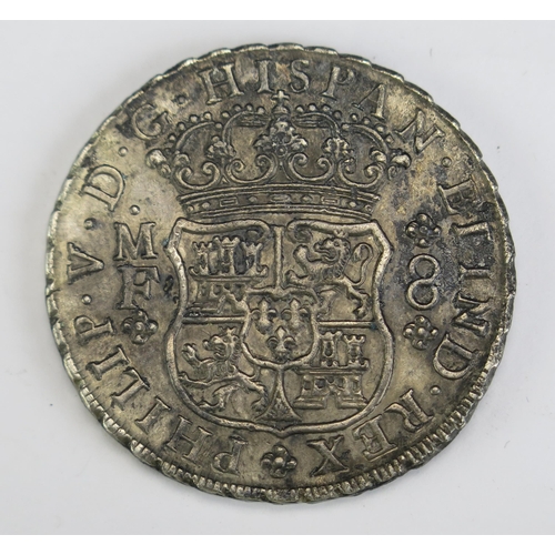 121 - A Philip V Silver 8 Reales 'MF' Coin, Mexico city mint