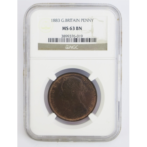 267 - A Victoria 1883 bronze Penny, NGC slabbed MS63BN